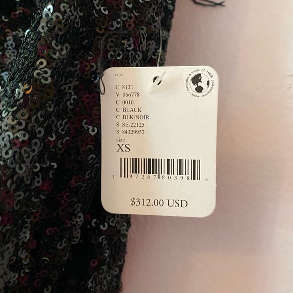 NWT Amanda Uprichard Free People Black Sequin Feather Kieran Mini Dress size XS - Picture 5 of 11